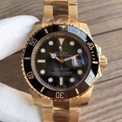 Rolex Submariner Date 116618LN VR 18K Yellow Gold Wrapped Black Dial Swiss 2836-2