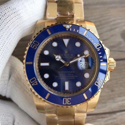 Rolex Submariner Date 116618LB VR 18K Yellow Gold Wrapped Blue Dial Swiss 2836-2