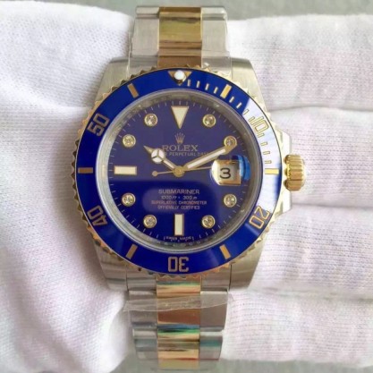 Rolex Submariner Date 116613LB 2018 N V7S 24K Yellow Gold Wrapped & Stainless Steel Blue Dial Swiss 3135