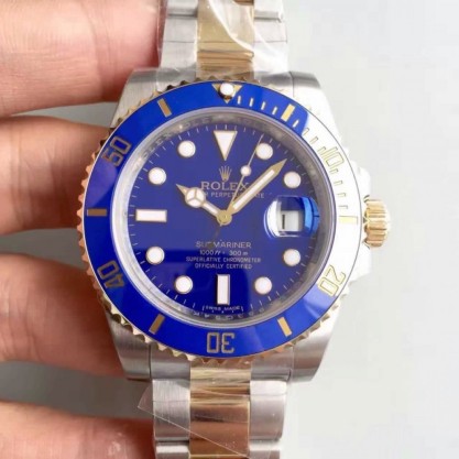 Rolex Submariner Date 116613LB 2018 N V7S 24K Yellow Gold Wrapped & Stainless Steel Blue Dial Swiss 3135