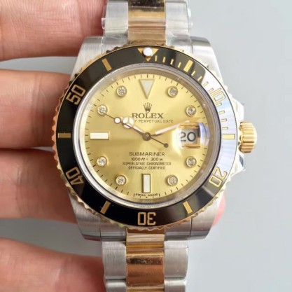 Rolex Submariner Date 116613LN 2018 N V7S 24K Yellow Gold Wrapped & Stainless Steel Champagne Dial Swiss 3135