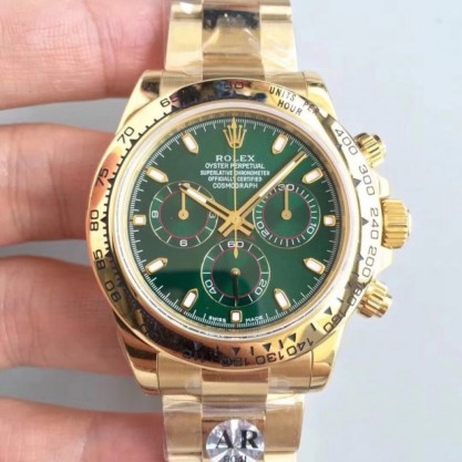 Rolex Daytona Cosmograph 116508 AR Stainless Steel 904L With 18K Yellow Gold Wrapped Green Dial Swiss 4130 Run 6@SEC