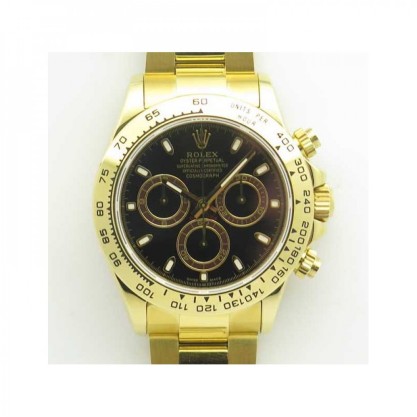 Rolex Daytona Cosmograph 116508 BP Yellow Gold Black Dial Dial Swiss 4130 Run 6@SEC