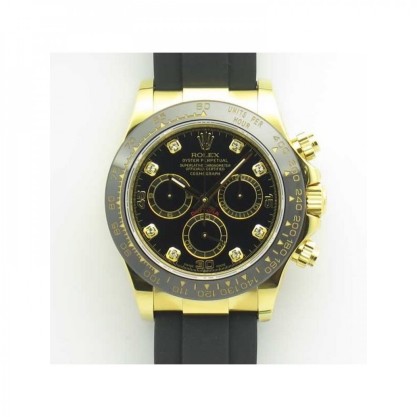 Rolex Daytona Cosmograph 116518LN JH Yellow Gold Black Dial Swiss 4130 Run 6@SEC