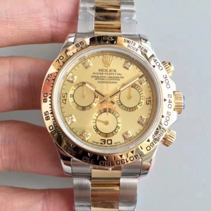 Rolex Daytona Cosmograph 116503 3A 18K Yellow Gold Wrapped & Stainless Steel 904L Champagne Dial Swiss 7750 Run 6@SEC