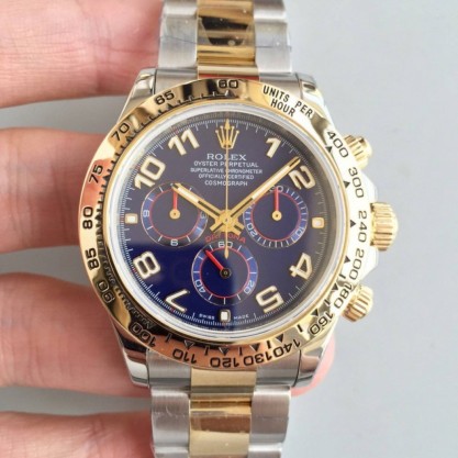 Rolex Daytona Cosmograph 116503 3A 18K Yellow Gold Wrapped & Stainless Steel 904L Blue Dial Swiss 7750 Run 6@SEC