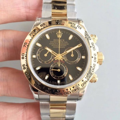 Rolex Daytona Cosmograph 116503 3A 18K Yellow Gold Wrapped & Stainless Steel 904L Black Dial Swiss 7750 Run 6@SEC