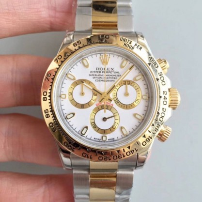 Rolex Daytona Cosmograph 116503 3A 18K Yellow Gold Wrapped & Stainless Steel 904L White Dial Swiss 7750 Run 6@SEC