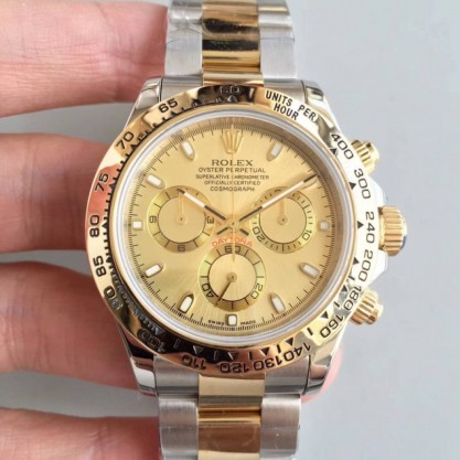 Rolex Daytona Cosmograph 116503 3A 18K Yellow Gold Wrapped & Stainless Steel 904L Champagne Dial Swiss 7750 Run 6@SEC
