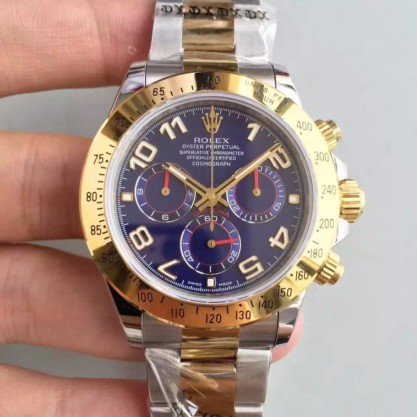 Rolex Daytona Cosmograph 116503 JH Yellow Gold & Stainless Steel Blue Dial Swiss 4130 Run 6@SEC