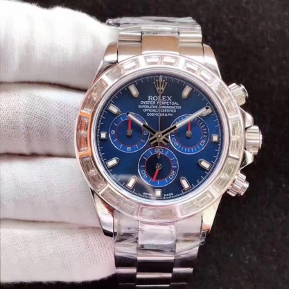 Rolex Daytona Cosmograph 116599 JF Stainless Steel & Diamonds Blue Dial Swiss 7750 Run 6@SEC