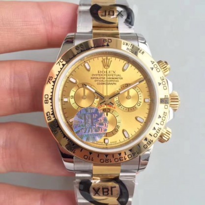 Best UK AAA Stainless Steel 410L  Rolex Daytona Cosmograph 116503 JF Stainless Steel & Yellow Gold Champagne Dial Swiss 7750 Run 6@SEC