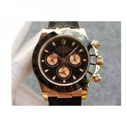 Rolex Daytona Cosmograph 116515 JH Rose Gold Black & Gold Dial Swiss 4130 Run 6@SEC