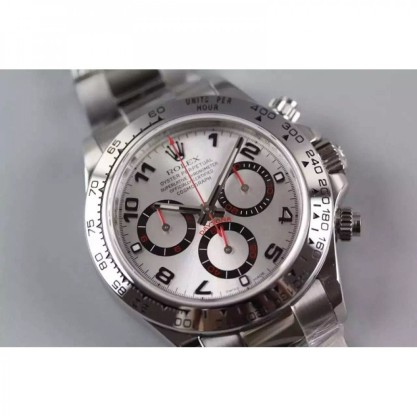 Best UK AAA 40 mm Stainless Steel 410L Rolex Daytona Cosmograph 116509 JF Stainless Steel Silver Dial Swiss 7750 Run 6@SEC