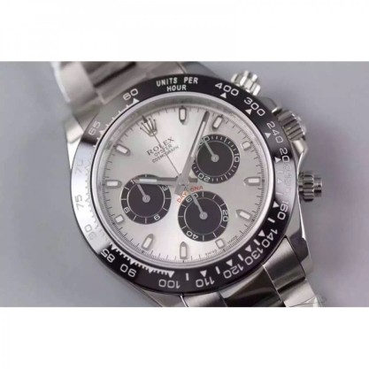 Best UK AAA 40 mm Stainless Steel 410L Rolex Daytona Cosmograph 116506LN JF Stainless Steel Silver Dial Swiss 7750 Run 6@SEC