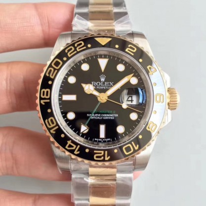 Rolex GMT-Master II 116713LN 2018 V7S 24K Yellow Gold Wrapped & Stainless Steel Black Dial Swiss 3186
