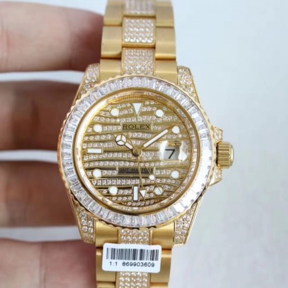 Rolex GMT-Master II 116769 WT Yellow Gold & Diamonds Diamond Dial Swiss 2836-2