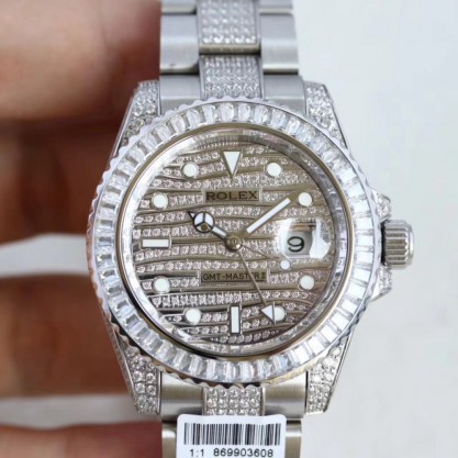 Rolex GMT-Master II 116769 WT Stainless Steel & Diamonds Diamond Dial Swiss 2836-2