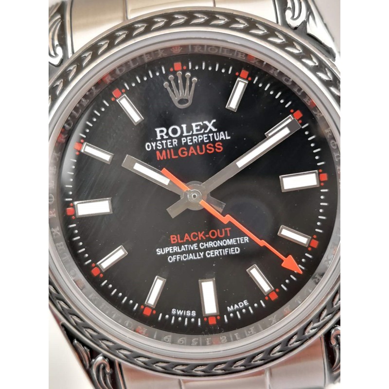Rolex Milgauss 116400GV GG Stainless Steel Black Dial Swiss 2836-2