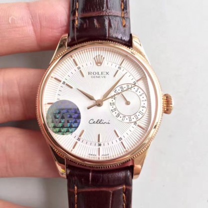 Rolex Cellini Date 50515 VF Rose Gold White Dial Dial Swiss 3165