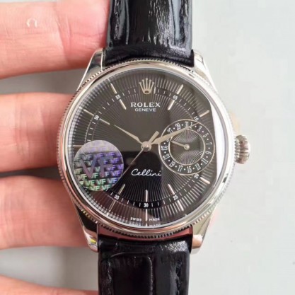 Rolex Cellini Date 50519 VF Stainless Steel Black Dial Swiss 3165