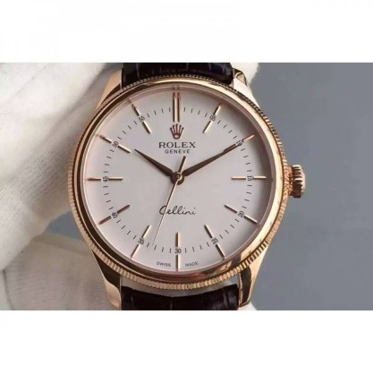 Rolex Cellini Time 50505 Rose Gold White Dial Swiss 2824-2