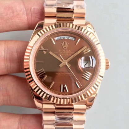 Rolex Day-Date 40 228235 40MM Replica AR Stainless Steel 904L With 18K Rose Gold Wrapped Chocolate Dial Swiss 3255