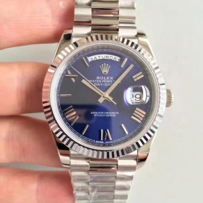 Best UK AAA Stainless Steel 410L Rolex Day-Date 40 228239 N Stainless Steel Blue Dial Swiss 3255