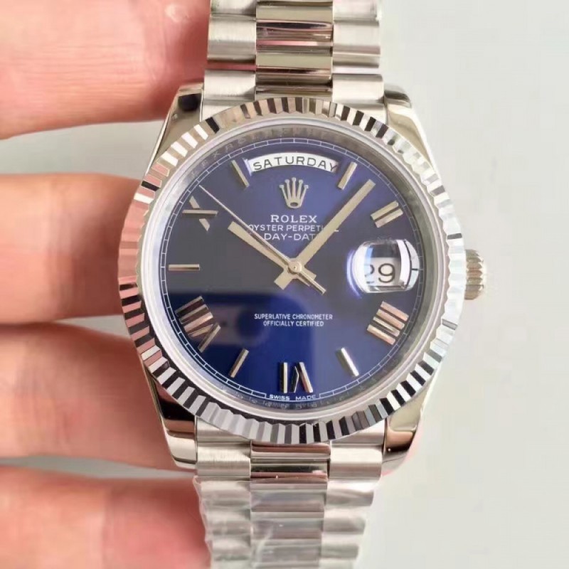 Best UK AAA Stainless Steel 410L Rolex Day-Date 40 228239 N Stainless Steel Blue Dial Swiss 3255
