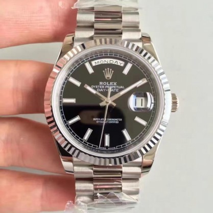 Rolex Day-Date 40 228239 N Stainless Steel Black Dial Swiss 3255