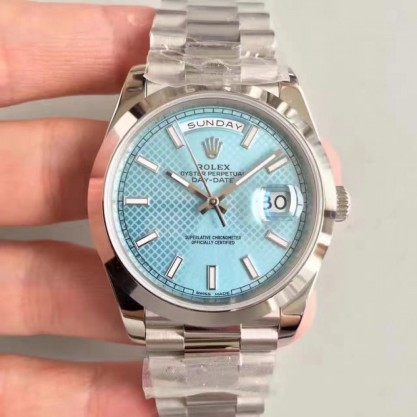 Rolex Day-Date 40 228206 N Stainless Steel Blue Diagonal Dial Swiss 3255