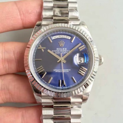 Rolex Day-Date 40 228239 2018 EW Stainless Steel Blue Dial Swiss 3255