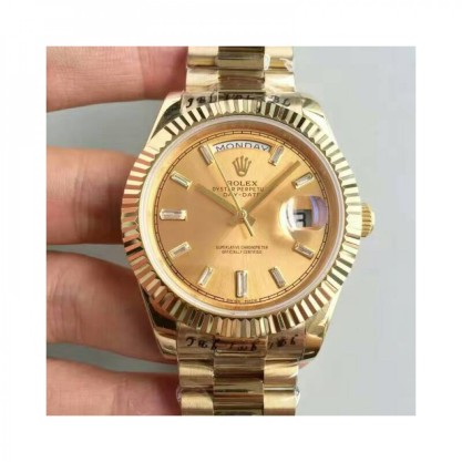 Rolex Day-Date 40 228238 40MM Replica KW Yellow Gold Champagne Dial Swiss 3255