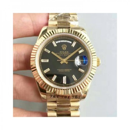Rolex Day-Date 40 228238 40MM Replica KW Yellow Gold Black Dial Swiss 3255