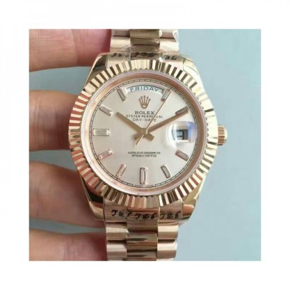 Rolex Day-Date 40 228235 40MM Replica KW Rose Gold Cream Dial Swiss 3255