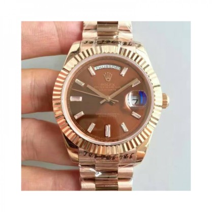 Rolex Day-Date 40 228235 40MM Replica KW Rose Gold Chocolate Dial Swiss 3255
