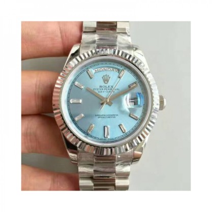 Rolex Day-Date 40 228239 40MM Replica KW Stainless Steel Blue Dial Swiss 3255