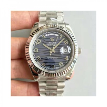 Rolex Day-Date II 218239 41MM Replica V6 Stainless Steel Blue Waves Dial Swiss 2836-2