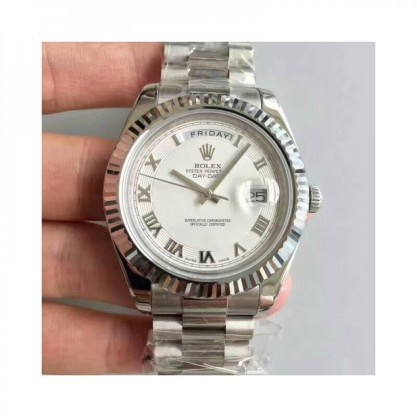 Rolex Day-Date II 218239 41MM Replica V6 Stainless Steel White Dial Swiss 2836-2