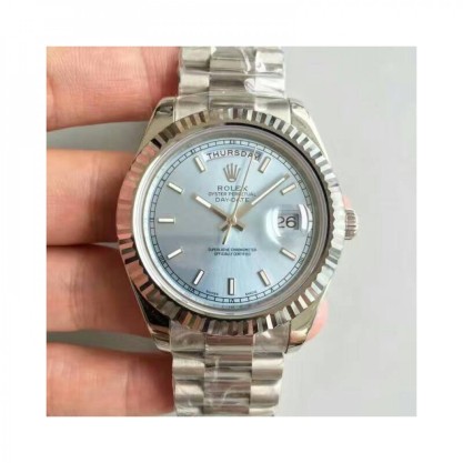 Rolex Day-Date II 218239 41MM Replica V6 Stainless Steel Blue Dial Swiss 2836-2