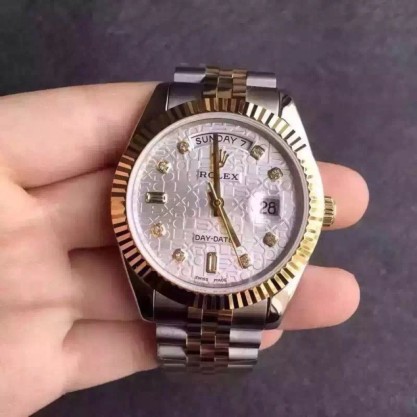 Rolex Day-Date 116233 36MM Replica V5 Stainless Steel & Yellow Gold White Rolex Dial Swiss 2836-2