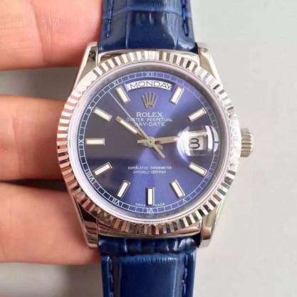 Rolex Day-Date 118139 36MM Replica V5 Stainless Steel Blue Dial Swiss 2836-2