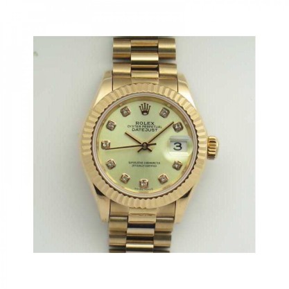 Rolex Lady Datejust 28 279165 28MM Replica BP Rose Gold Yellow Mother Of Pearl Dial Swiss 2671