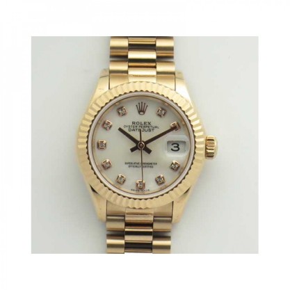 Rolex Lady Datejust 28 279165 28MM Replica BP Rose Gold Mother Of Pearl Dial Swiss 2671