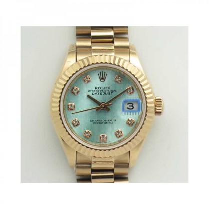 Rolex Lady Datejust 28 279165 28MM Replica BP Rose Gold Ice Blue Dial Swiss 2671