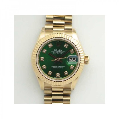 Rolex Lady Datejust 28 279165 28MM Replica BP Rose Gold Green Dial Swiss 2671