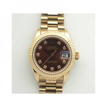 Rolex Lady Datejust 28 279165 28MM Replica BP Rose Gold Chocolate Dial Swiss 2671