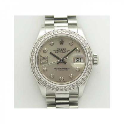 Rolex Lady Datejust 28 279136RBR 28MM Replica BP Stainless Steel & Diamonds Silver Dial Swiss 2671