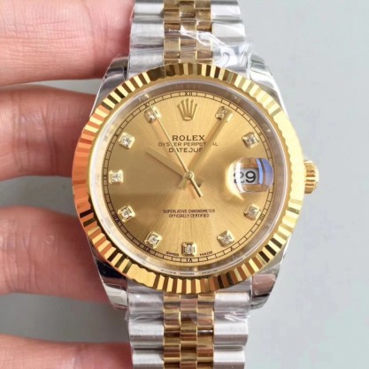 Rolex Datejust II 116333 41MM Replica EW Stainless Steel & Yellow Gold Champagne Dial Swiss 3235