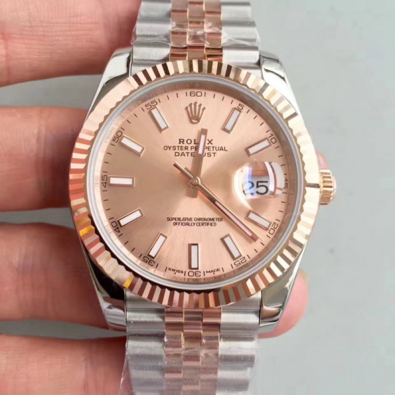 Rolex Datejust II 116333 41MM Replica N Stainless Steel & 18K Rose Gold Wrapped Pink Dial Swiss 3235